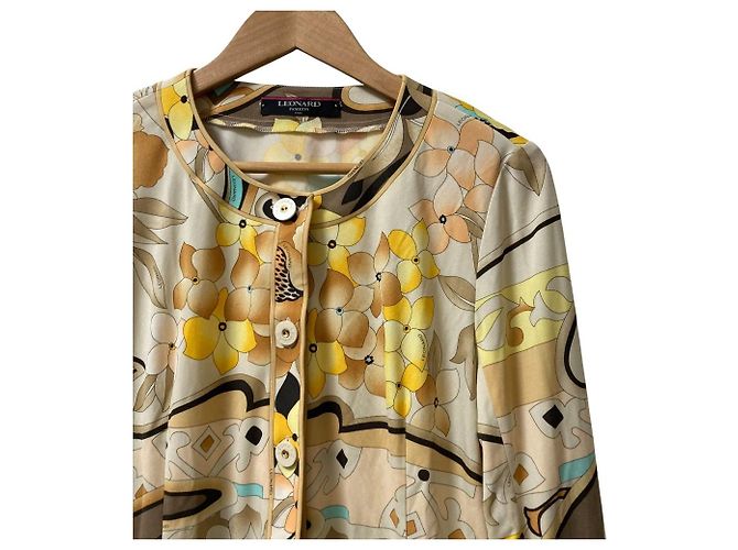 Autre Marque Chaqueta camisa elástica sin cuello con estampado floral LEONARD Castaño Multicolor Amarillo - vista 2