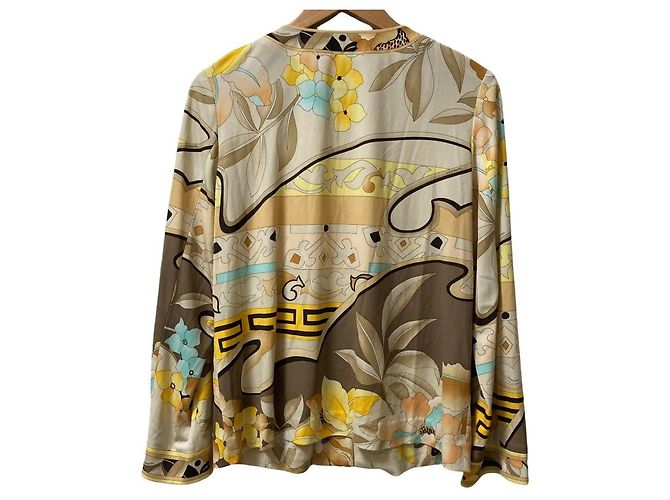 Autre Marque Chaqueta camisa elástica sin cuello con estampado floral LEONARD Castaño Multicolor Amarillo - vista 3