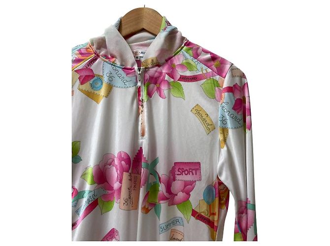 Autre Marque LEONARD SPORT Top a maniche lunghe con stampa floreale e mezza zip Rosa Bianco Multicolore - vista 2