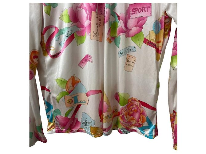 Autre Marque LEONARD SPORT Top a maniche lunghe con stampa floreale e mezza zip Rosa Bianco Multicolore - vista 3