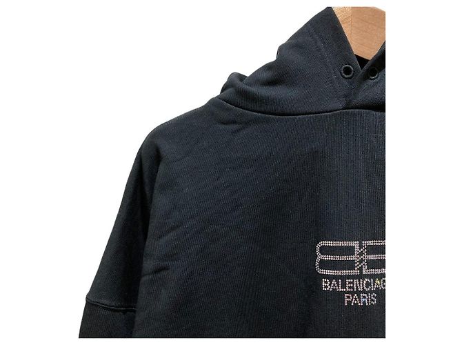 Balenciaga BB Logo Rhinestone Hoodie Schwarz - Ansicht 2