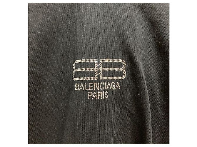 Balenciaga BB Logo Rhinestone Hoodie Schwarz - Ansicht 3