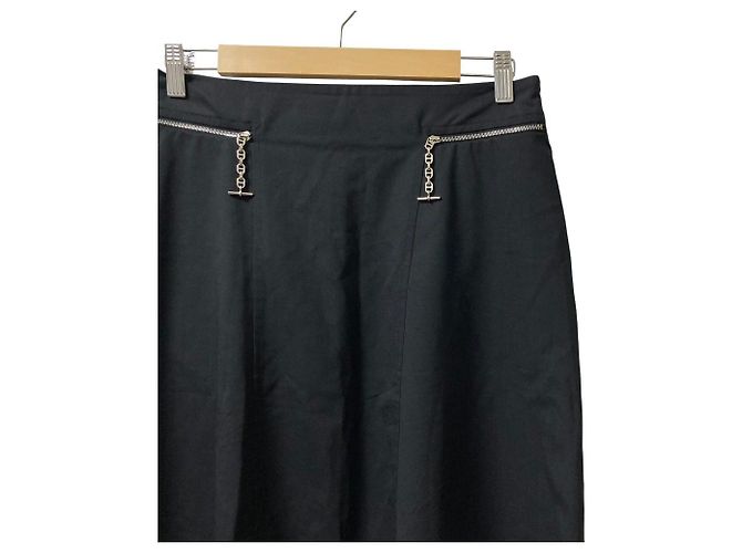 Falda de lana Hermès Chaine d'Ancre 38 Negro - vista 2