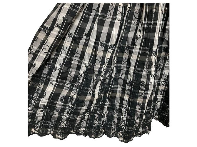 Autre Marque Falda de cuadros bordada Ingeborg Negro - vista 4