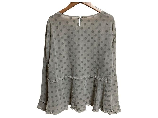 Autre Marque Ingeborg Chiffon-Bluse mit Punkten Braun Grau - Ansicht 2