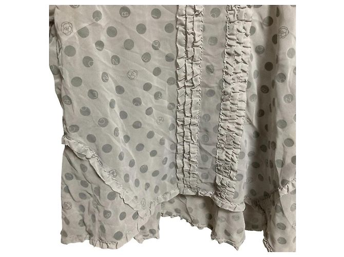 Autre Marque Ingeborg Chiffon-Bluse mit Punkten Braun Grau - Ansicht 5