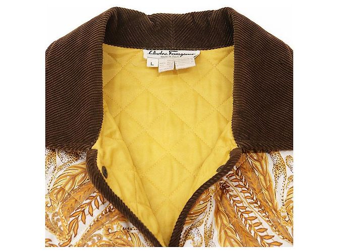 Salvatore Ferragamo gesteppte Cordjacke aus Polyester Gelb - Ansicht 11