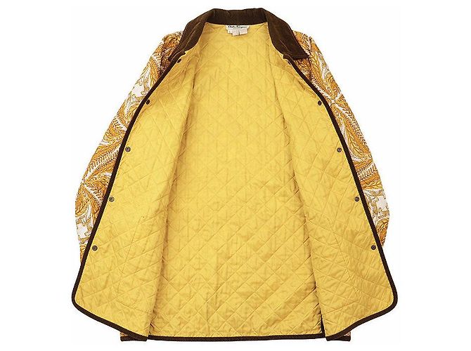 Salvatore Ferragamo gesteppte Cordjacke aus Polyester Gelb - Ansicht 7