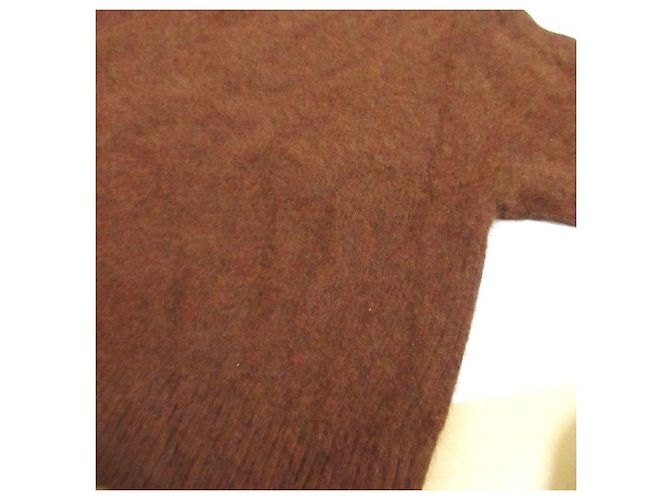 Autre Marque Pullover de malha Babylone com decote em V e pele Marrom - vista 15