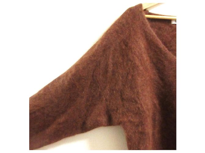 Autre Marque Pullover de malha Babylone com decote em V e pele Marrom - vista 4