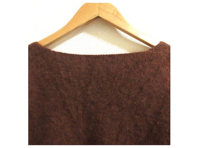 Autre Marque Pullover de malha Babylone com decote em V e pele Marrom - vista 7