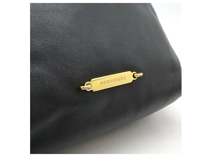 Borsa a tracolla in pelle Burberry Check Marrone Nero - vista 7