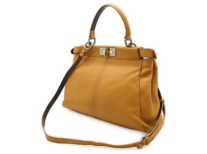 Bolsa 2way Fendi Peekaboo em couro e python Amarelo Mostarda - vista 2