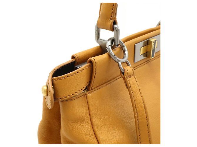 Bolsa 2way Fendi Peekaboo em couro e python Amarelo Mostarda - vista 5