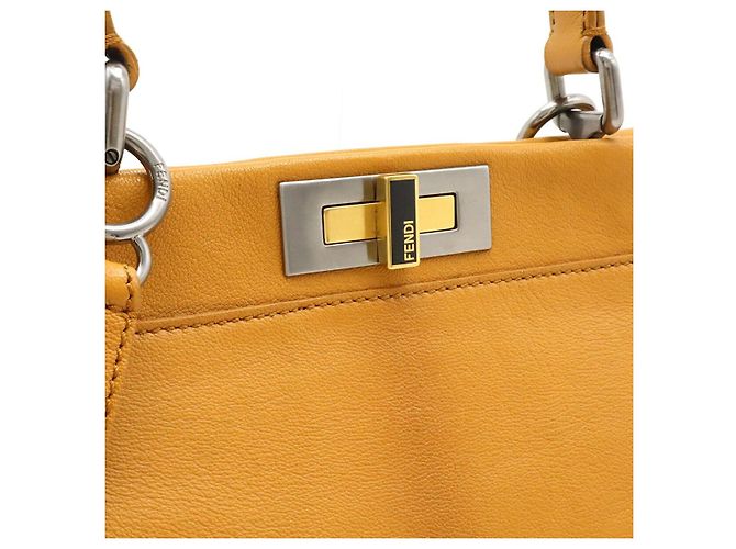 Bolsa 2way Fendi Peekaboo em couro e python Amarelo Mostarda - vista 9