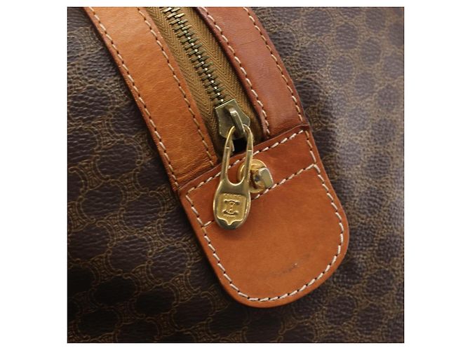 Céline CELINE Macadam Canvas Boston Bag PVC Leather Brown Gold - vista 10