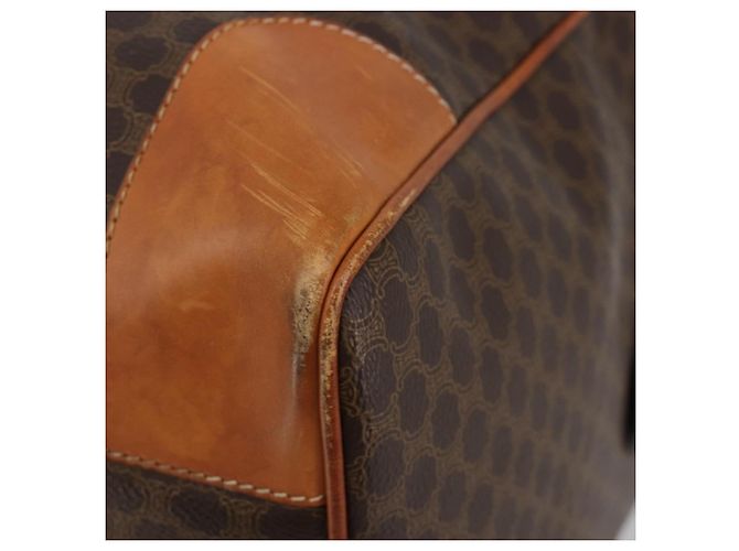Céline CELINE Macadam Canvas Boston Bag PVC Leather Brown Gold - vista 14