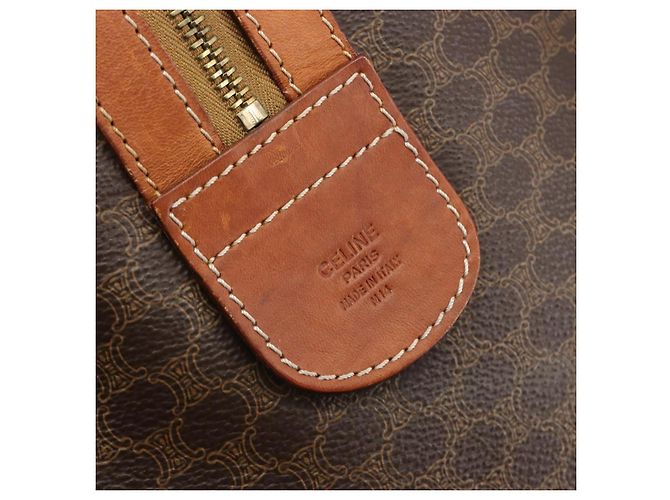 Céline CELINE Macadam Canvas Boston Bag PVC Leather Brown Gold - vista 17