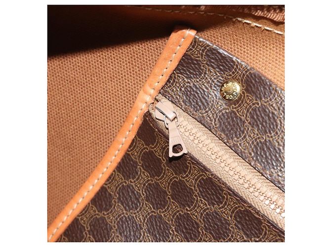 Céline CELINE Macadam Canvas Boston Bag PVC Leather Brown Gold - vista 22