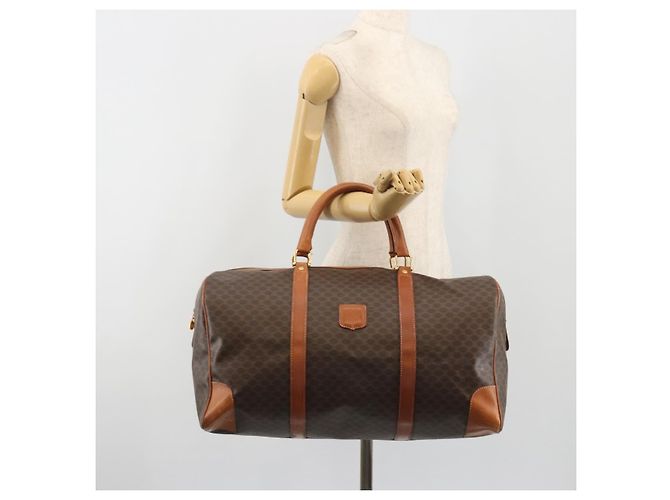 Céline CELINE Macadam Canvas Boston Bag PVC Leather Brown Gold - vista 24