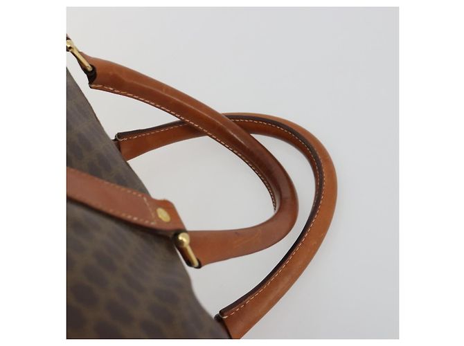 Céline CELINE Macadam Canvas Boston Bag PVC Leather Brown Gold - vista 8