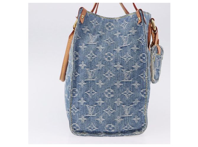 LOUIS VUITTON Monogram Denim On The Go MM Hand Bag Blue M46871 LV - vista 4