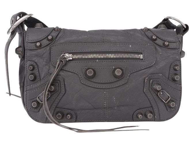 BALENCIAGA Le Cagole Shoulder Bag Leather 2way Gray Silver 719082 - vista 13