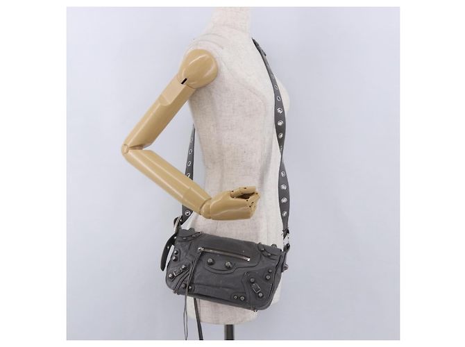BALENCIAGA Le Cagole Shoulder Bag Leather 2way Gray Silver 719082 - vista 30