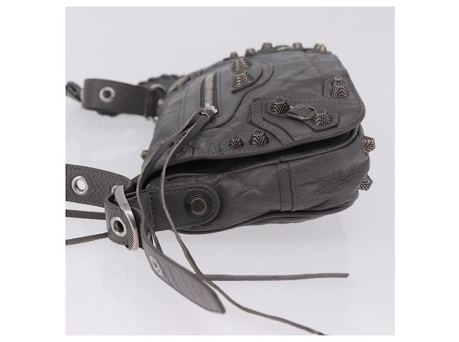 BALENCIAGA Le Cagole Shoulder Bag Leather 2way Gray Silver 719082 - vista 4