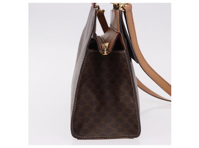 Céline CELINE Macadam Canvas Hand Bag PVC Leather 2way Brown Gold - vista 4