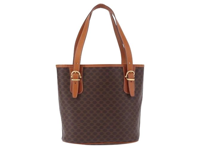 Céline CELINE Macadam Canvas Shoulder Bag PVC Leather Brown Gold - vista 2