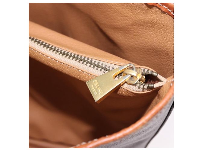 Céline CELINE Macadam Canvas Shoulder Bag PVC Leather Brown Gold - vista 23