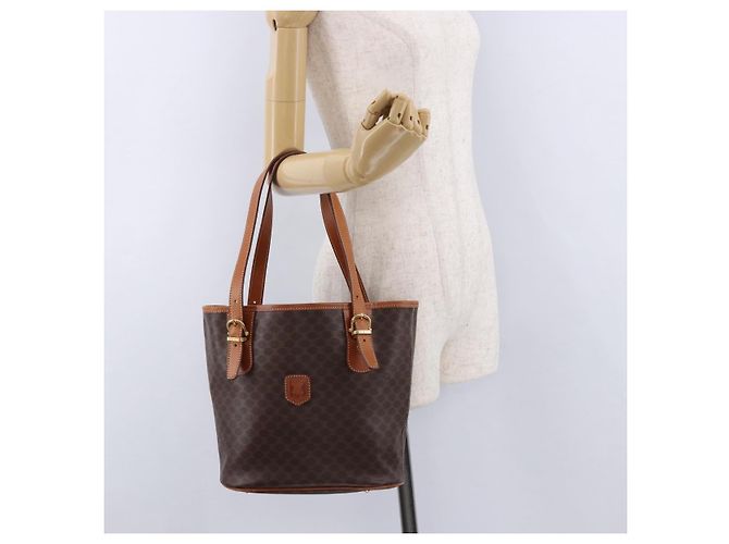Céline CELINE Macadam Canvas Shoulder Bag PVC Leather Brown Gold - vista 25