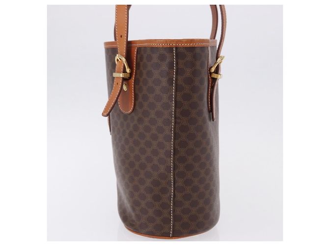 Céline CELINE Macadam Canvas Shoulder Bag PVC Leather Brown Gold - vista 3