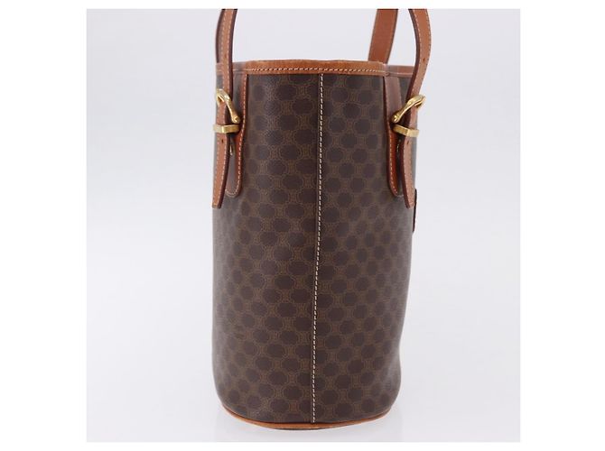 Céline CELINE Macadam Canvas Shoulder Bag PVC Leather Brown Gold - vista 4