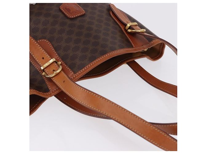 Céline CELINE Macadam Canvas Shoulder Bag PVC Leather Brown Gold - vista 6
