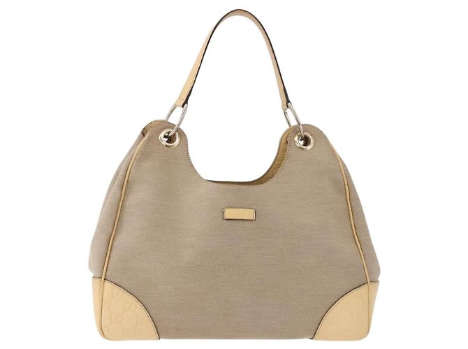 GUCCI GG Canvas Guccissima Hand Bag Leather Beige Gold 257268 - vista 13