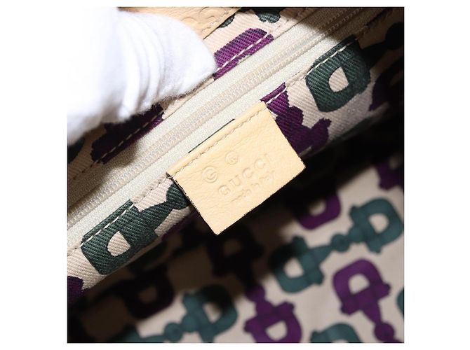 GUCCI GG Canvas Guccissima Hand Bag Leather Beige Gold 257268 - vista 19