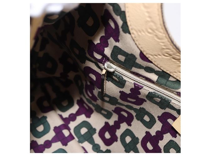 GUCCI GG Canvas Guccissima Hand Bag Leather Beige Gold 257268 - vista 22