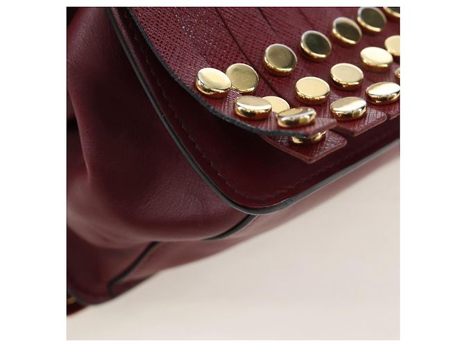 PRADA Shoulder Bag Safiano leather Bordeaux Gold - vista 17