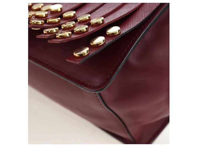 PRADA Shoulder Bag Safiano leather Bordeaux Gold - vista 18