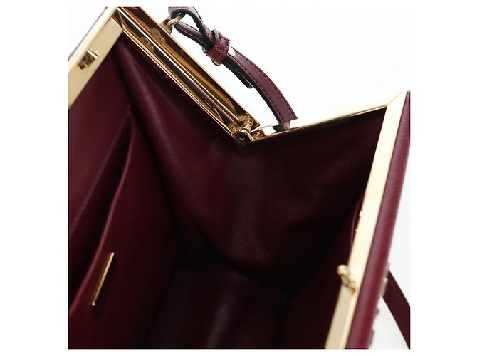 PRADA Shoulder Bag Safiano leather Bordeaux Gold - vista 21