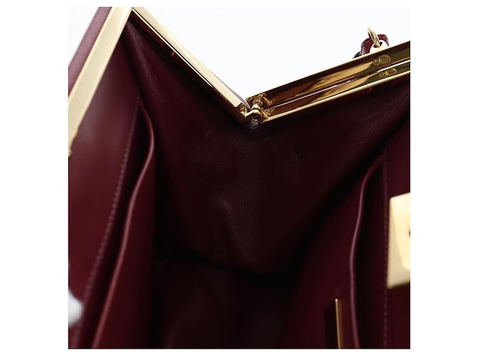 PRADA Shoulder Bag Safiano leather Bordeaux Gold - vista 22