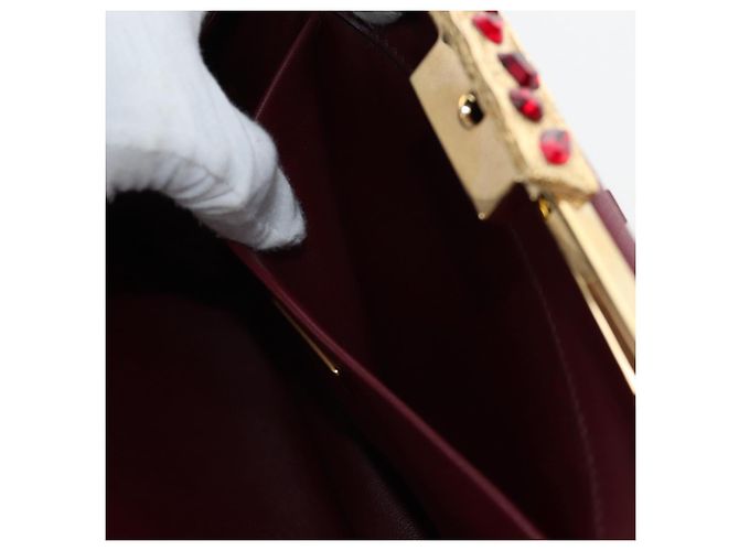 PRADA Shoulder Bag Safiano leather Bordeaux Gold - vista 23
