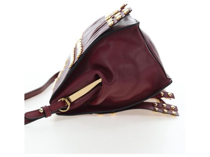 PRADA Shoulder Bag Safiano leather Bordeaux Gold - vista 3
