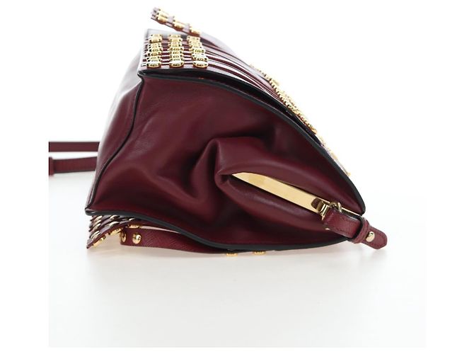 PRADA Shoulder Bag Safiano leather Bordeaux Gold - vista 4