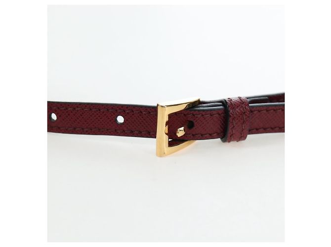 PRADA Shoulder Bag Safiano leather Bordeaux Gold - vista 8