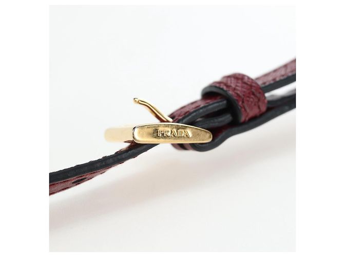 PRADA Shoulder Bag Safiano leather Bordeaux Gold - vista 9
