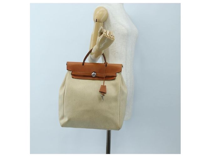Hermès HERMES Herbag A Dos Backpack Canvas 2way Beige Silver - vista 43