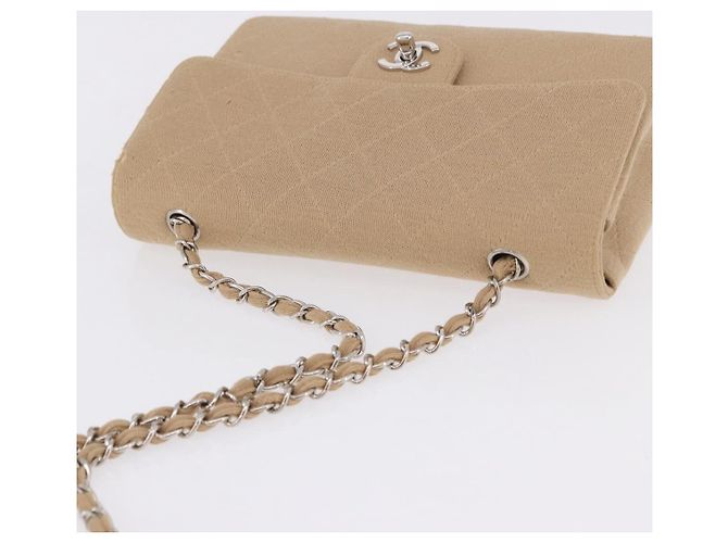 CHANEL Matelasse 25 Chain Shoulder Bag Cotton Beige Silver CC - vista 8